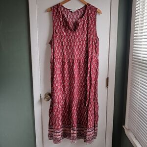 Beach Lunch Lounge Red Boho Maxi Dress